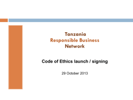 Tanzania Responsible Business Network Code of Ethics
