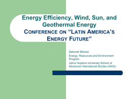 Energy Efficiency, Wind, Sun, and Geothermal Energy