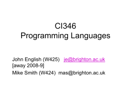 CS337 Comparative Programming Languages