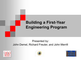 Building First Year Engineering Programs