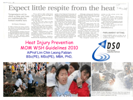 Thermoregulation and Heat Injury A/Prof Lim Chin Leong