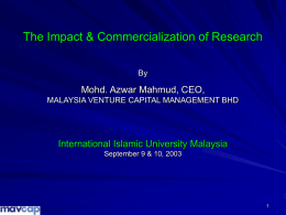 The Impact & Commercialization of Research