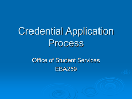 Credential Application Process