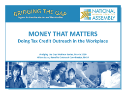 Money that Matters: Doing Tax Credit Outreach in the Workplace
