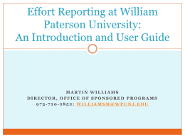 Effort Reporting at William Paterson University: An