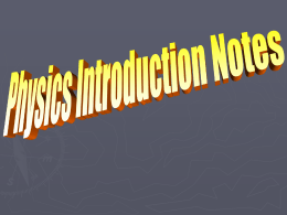 Physics Introduction Notes