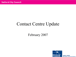 Contact Centre Update