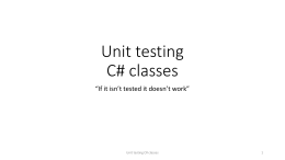 Unit testing C# classes