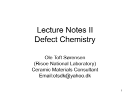 Lecture Notes III Defect Chemistry