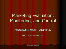 Marketing Evaluation, Monitoring, and Control