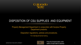 Disposition of CSU Supplies and equipment