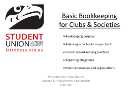 Basic Bookkeeping for Clubs & Societies