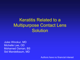 Keratitis Related to Multipurpose Contact Lens Solution