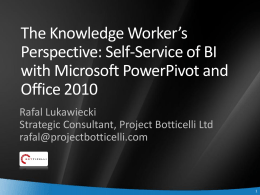 Delivering BI Through Microsoft Office System 2007