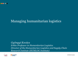 HUMANITARIAN LOGISTICS IN DISASTER RELIEF OPERATIONS