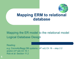 Mapping the ER model to the relational model