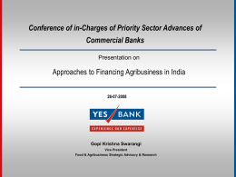 Yes Bank Approach to Agribusiness