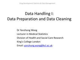 Data Handling I: Data Preparation and Data Cleaning