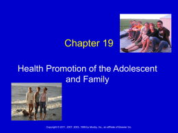 HEALTH PROMOTION OF THE ADOLESCENT AND FAMILY