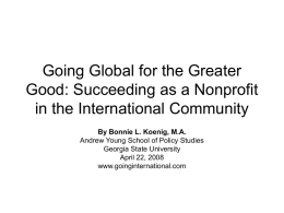 Going Global for the Greater Good: Succeeding as a