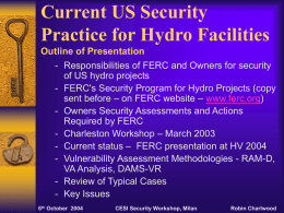 FERC Security Program for Hydropower Projects