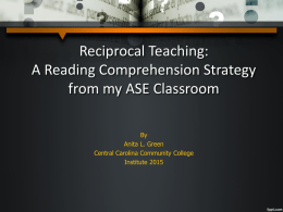 Reciprocal Teaching Strategies for Improving Reading