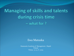 Managing of labour skills and talents during crisis time