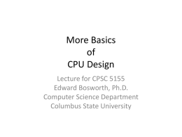 More Basics of CPU Design