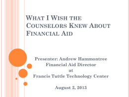 What I Wish the Counselors Knew About Financial Aid