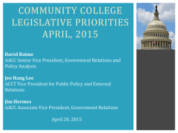 Overview of the 2013 Community College Priorities