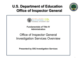 U.S. Department of Education Office of Inspector General