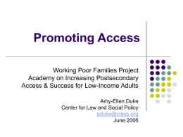 Promoting Access - The Working Poor Families Project