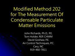 Modified Method 202 for The Measurement Of Condensable