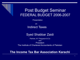 Post Budget Seminar FEDERAL BUDGET 2006-2007