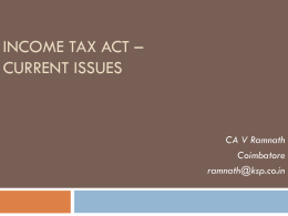 Income tax Act – Current Issues