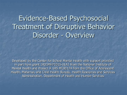 Evidence-Based Psychosocial Treatment of DBD (CSMH)