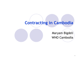 Contracting in Cambodia - Performance Based Financing