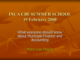 INCA CBF SUMMER SCHOOL 19 February 2008