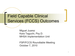 Field Capable Clinical Services (FCCS) Outcomes