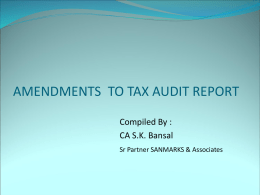 Presentation on Tax Audit Report