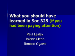What you should have learned in Soc 325 (if you had been
