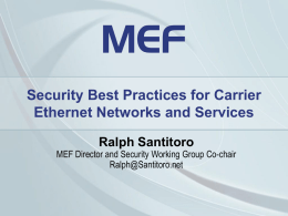 Security Best Practices for Carrier Ethernet Networks and