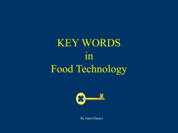 Key words in Food Technology - Sprowston Community High School