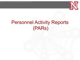 Personnel Activity Reports - UNL | Office of Research