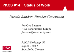 PKCS #14 Pseudo Random Number Generation