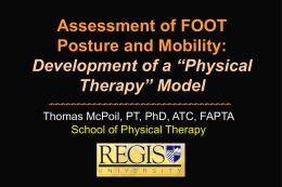 The USE of PLANTAR PRESSURE DATA for ASESSING FOOT