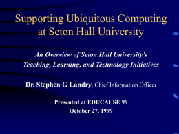 Seton Hall University’s Strategic Technology Plan