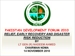 Pakistan & the Strategy for Early Recovery, Rehabilitation