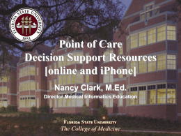 Point of Care Decision Support Resources [online and iPhone]