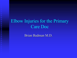 Elbow Injuries - Dr Brian L Badman | Orthopedic Shoulder